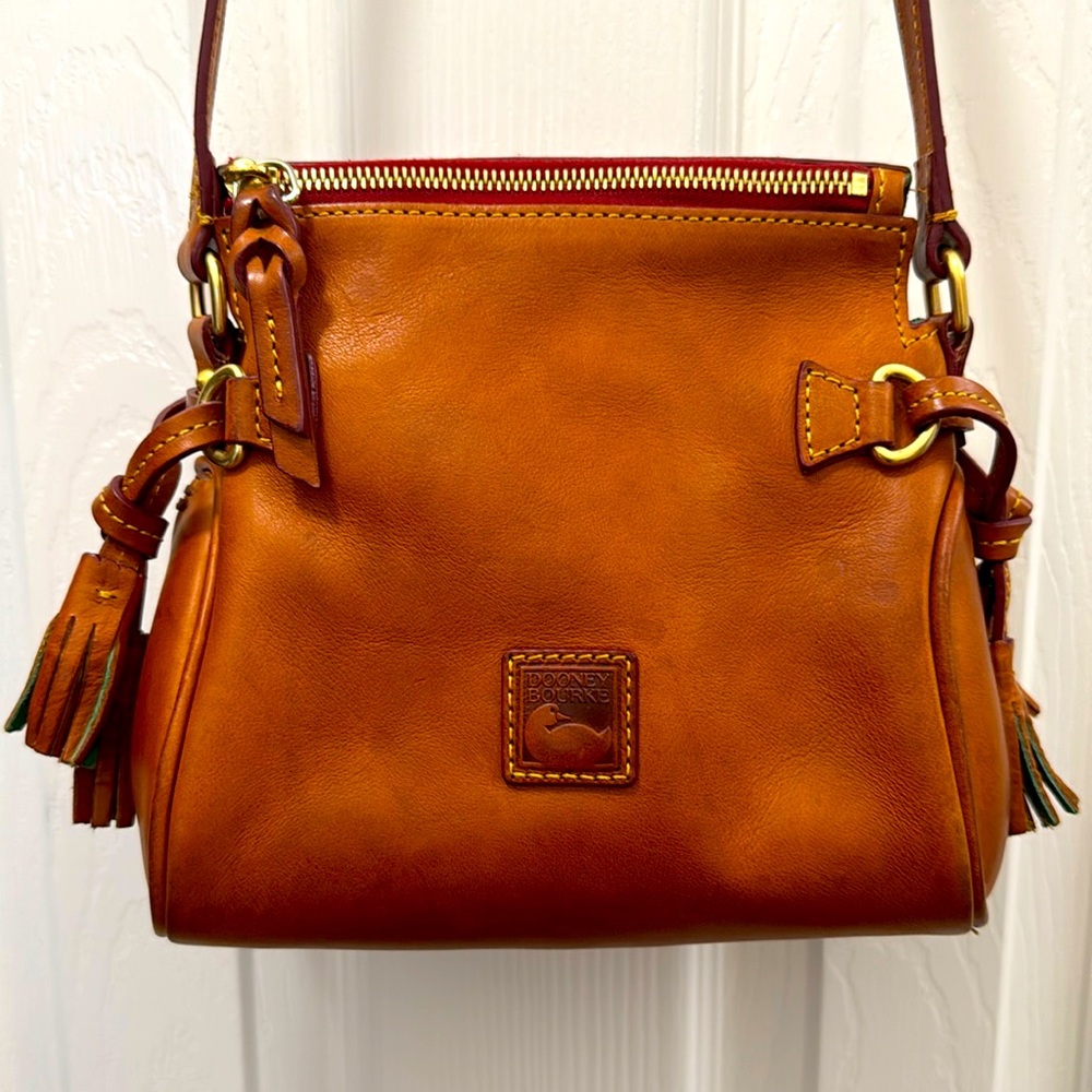 Dooney and Bourke Florentine Mini Zip smooth leather Crossbody (Saddle)